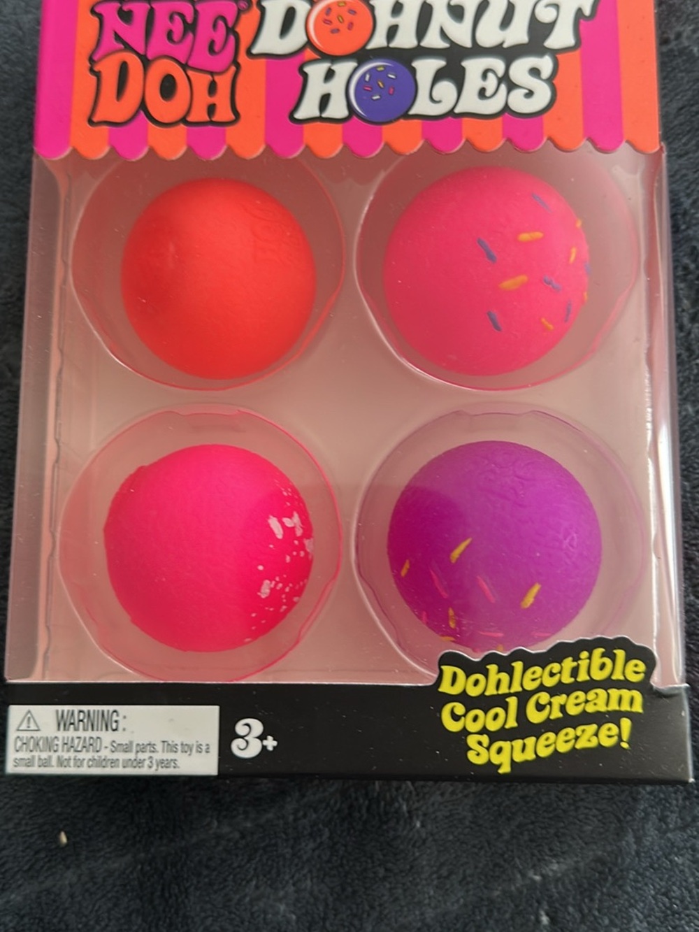 NEE DOH Donut Holes Squeeze Toy Set - Pink, Red, Purple